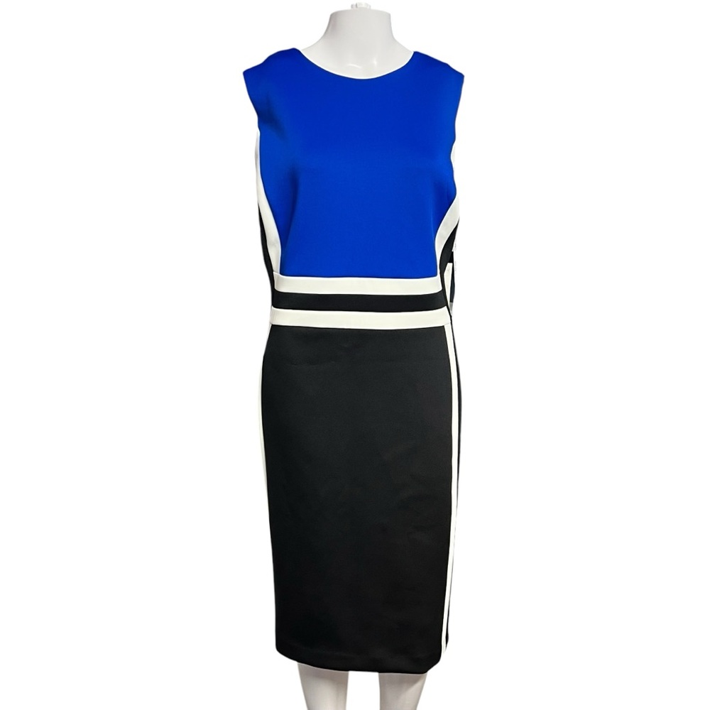 Calvin Klein NWT Women’s Blue and Black Sheath Midi Dress Sz. 16W